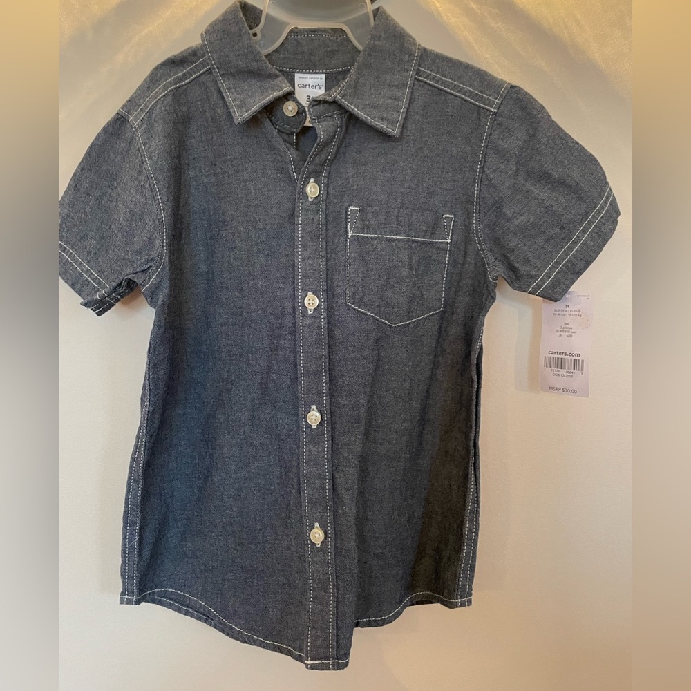 Carters Boy Short Sleeve Button Down Chambrays , 3T
